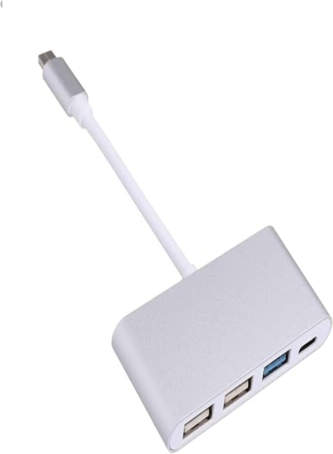 Keendex KX1676 4-in-1 Type-C HUB with Type C, USB 3.0 and USB 2.0 Ports for MacBook - Silver